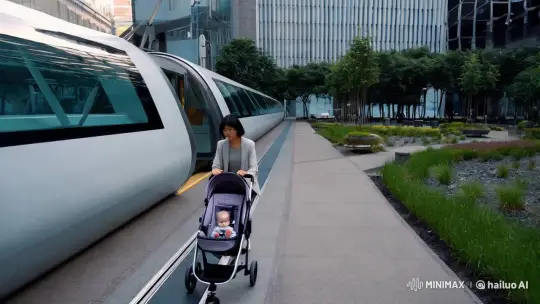 Modern Monorail Integration with Urban Landscape – AI Generated Video | Hailuo AI