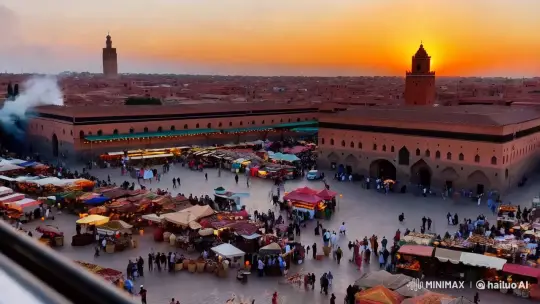 Marrakech's Jemaa el-Fnaa: A Nighttime Cultural Spectacle – AI Generated Video | Hailuo AI