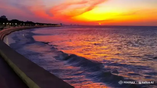 Marine Drive Sunset: Cinematic Panorama in 4K – AI Generated Video | Hailuo AI
