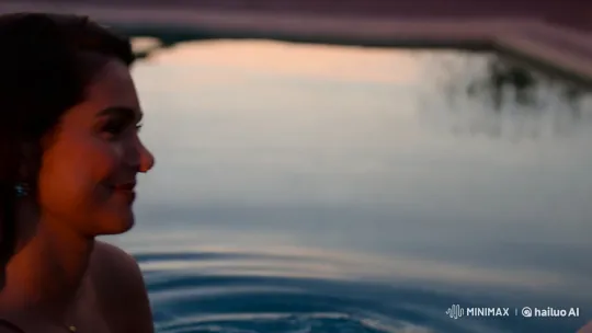 Twilight Pool: A Moment of Elegance and Intimacy – AI Generated Video | Hailuo AI