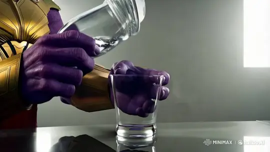 Thanos Pours Water with Cinematic Elegance – AI Generated Video | Hailuo AI