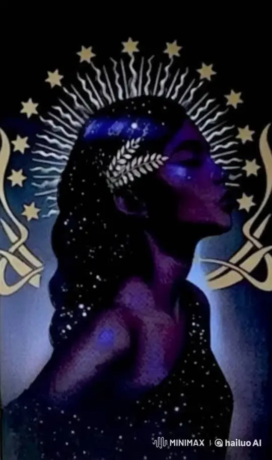 Celestial Woman with Starry Halo and Ethereal Glow – AI Generated Video | Hailuo AI
