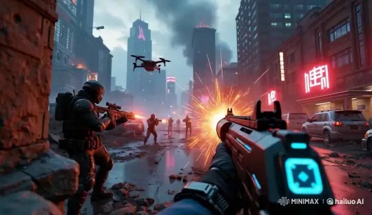 Futuristic Urban Warfare: Slow-Paced Combat Scene – AI Generated Video | Hailuo AI