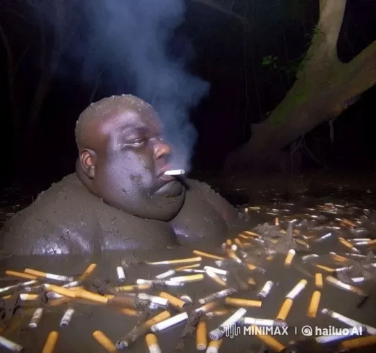 Man Laughs and Eats Mud in Surreal Night Scene – AI Generated Video | Hailuo AI