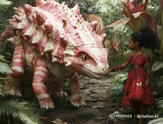 Girl and Enchanted Creature in Harmonious Jungle Setting – AI Generated Video | Hailuo AI