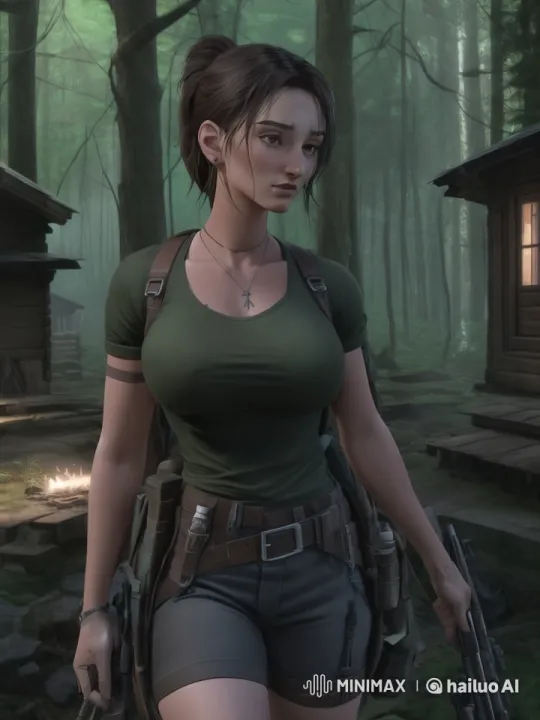 Woman in Forest: Determined Walk Through Camp – AI Generated Video | Hailuo AI