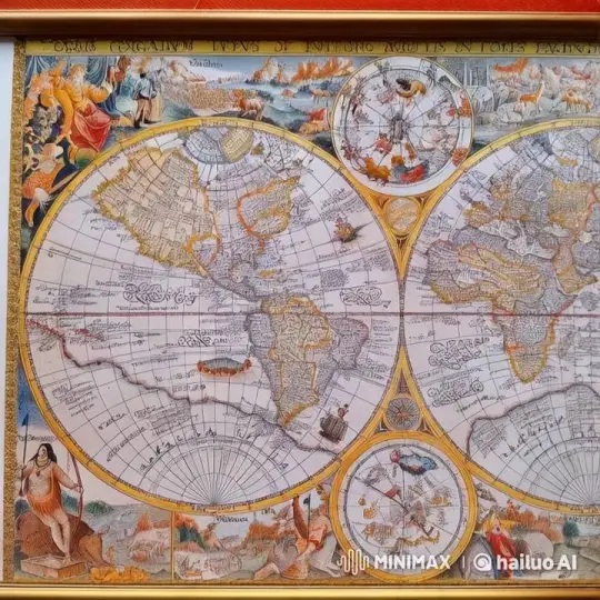 Animated 16th-Century World Map with Historical Scenes – AI Generated Video | Hailuo AI