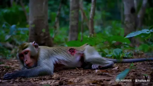 Violence Intrudes on Nature: A Monkey's Struggle – AI Generated Video | Hailuo AI