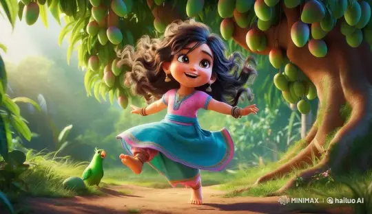 Joyful Girl Dancing Under a Mango Tree – AI Generated Video | Hailuo AI
