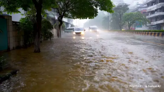 Urban Flood: Serenity Amidst Chaotic Waters – AI Generated Video | Hailuo AI