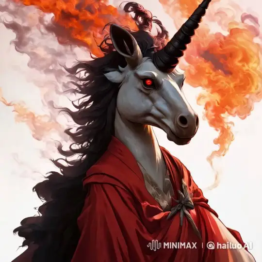 Mystical Unicorn with Fiery Gaze in Enchanted Realm – AI Generated Video | Hailuo AI