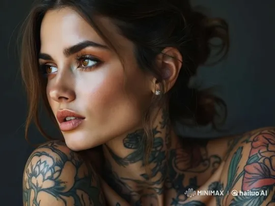 Contemplative Woman with Intricate Shoulder Tattoos – AI Generated Video | Hailuo AI