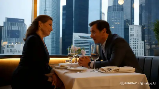 Reunion of Divorced Couple in Urban Restaurant Setting – AI Generated Video | Hailuo AI