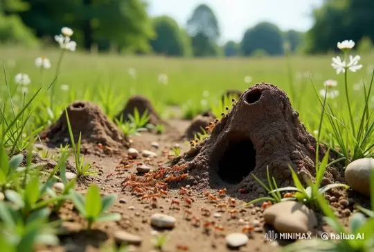 Ant Colony Activity at Anthill Entrance – AI Generated Video | Hailuo AI
