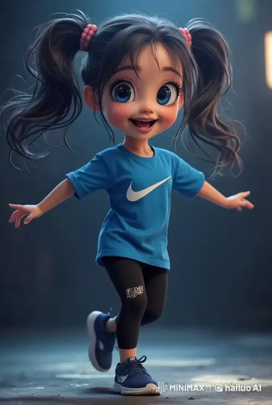 Animated Girl in Energetic Motion with Joyful Expression – AI Generated Video | Hailuo AI