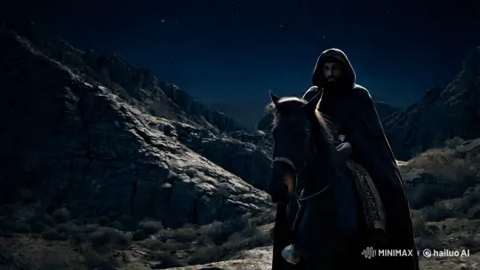 Legendary Explorer Ibn Battuta in Majestic Night Landscape – AI Generated Video | Hailuo AI