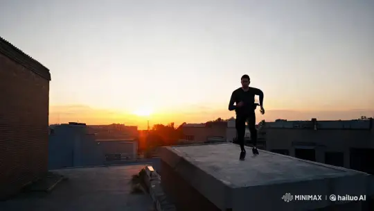 Parkour Athlete's Rooftop Transformation into Raven – AI Generated Video | Hailuo AI