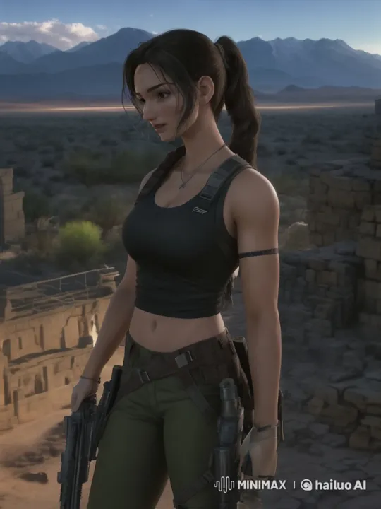 Young Woman Prepares for Adventure Amidst Desert Ruins – AI Generated Video | Hailuo AI