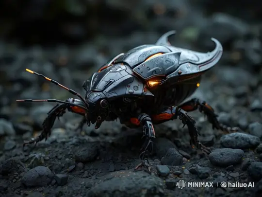 Robotic Insect Examines Rocky Terrain – AI Generated Video | Hailuo AI