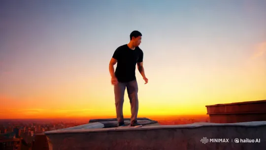 Parkour Athlete Morphs into Panther in Sunset Cinematic Shot – AI Generated Video | Hailuo AI