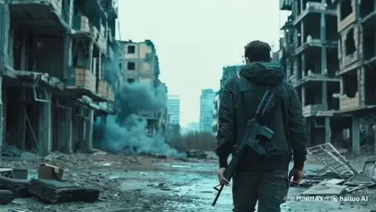 Soldier Marches to Deserted City – AI Generated Video | Hailuo AI