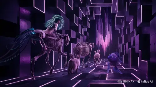 Neon Maze: A Surreal Hunt in the Underground Labyrinth – AI Generated Video | Hailuo AI