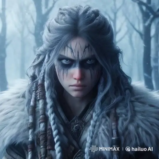 Warrior in Fur-Lined Armor Amidst Snowy Forest – AI Generated Video | Hailuo AI