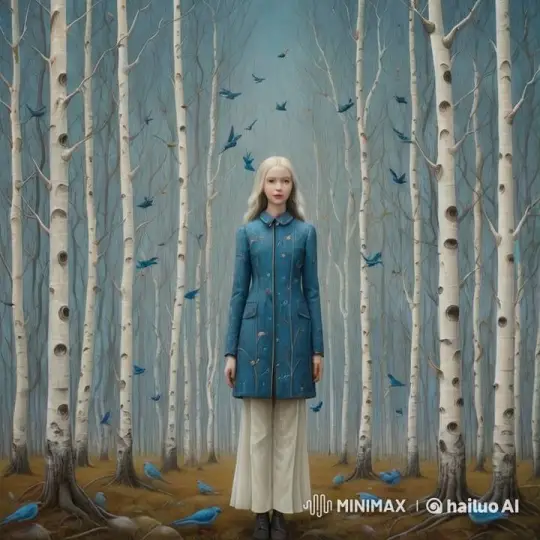 Enchanted Girl with Birds in Serene Forest Setting – AI Generated Video | Hailuo AI