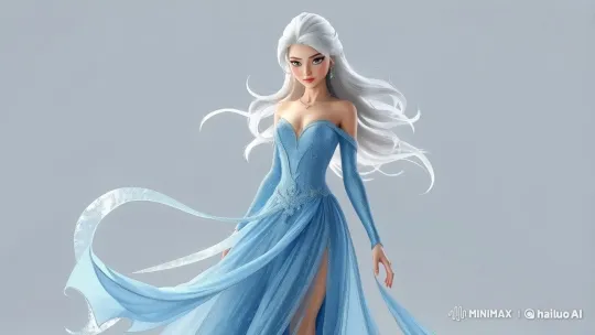 Elegant Lady in Sparkling Blue Gown Captures Serenity – AI Generated Video | Hailuo AI