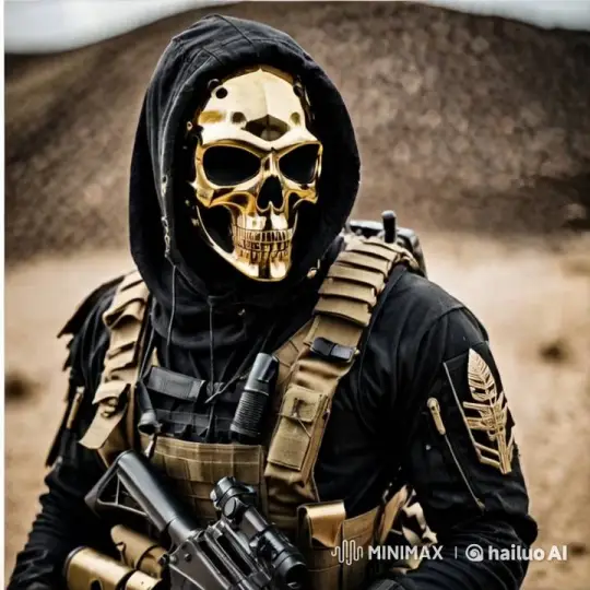 Mercenary in Desert: Tactical Vigilance Amidst Dust – AI Generated Video | Hailuo AI