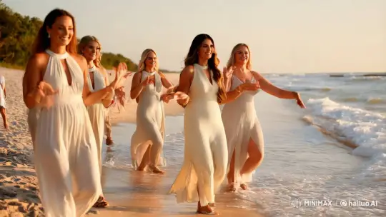 Venus Beach: Graceful Women in Serene Slow Motion – AI Generated Video | Hailuo AI