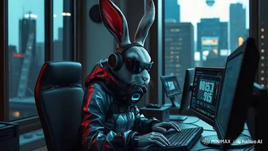 Futuristic Rabbit in High-Tech Office Roars Dramatically – AI Generated Video | Hailuo AI