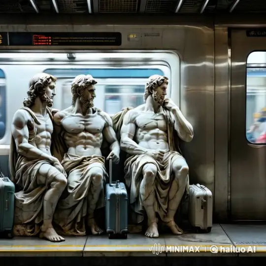 Marble Statues Gossip on a Speedy Subway Train – AI Generated Video | Hailuo AI