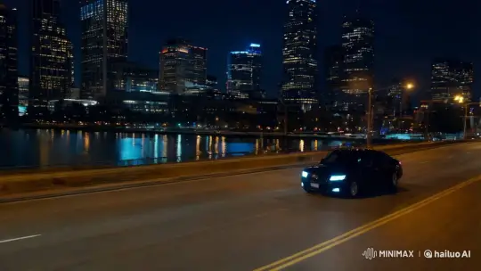 Phonk Car Drives Through Empty Cityscape at Night – AI Generated Video | Hailuo AI