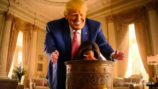 Trump Towering Over Tearful Harris in Opulent Room – AI Generated Video | Hailuo AI