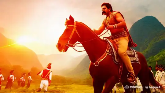 Tamil Warrior's Epic Charge in Majestic Landscape – AI Generated Video | Hailuo AI