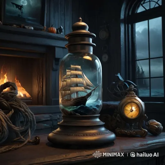 Vintage Ship in Bottle: A Stormy Adventure Awaits – AI Generated Video | Hailuo AI