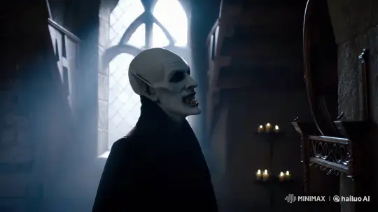 Nosferatu Reflects in Moonlit Medieval Chamber – AI Generated Video | Hailuo AI
