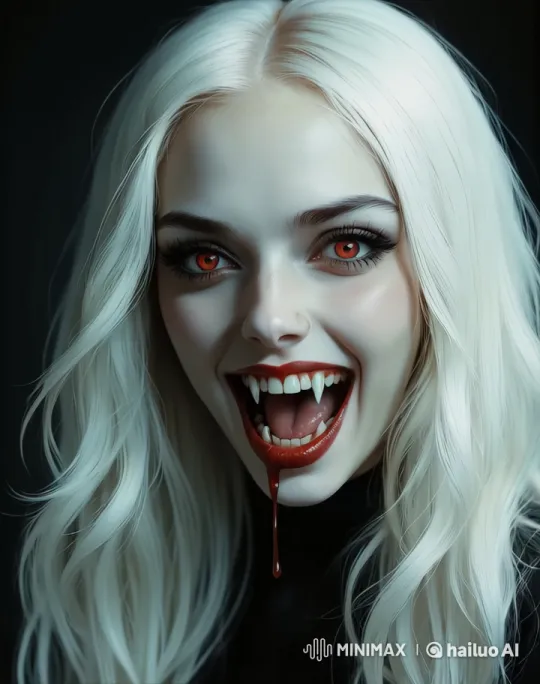 Vampire Woman Licking Fangs Loop Video – AI Generated Video | Hailuo AI