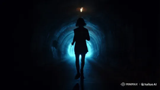 Girl Runs Through Distorted Tunnel in Scary Video – AI Generated Video | Hailuo AI