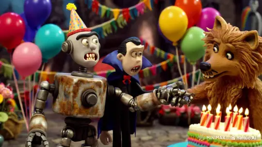 Whimsical Claymation Birthday Bash with Robot, Dracula, and Werewolf – AI Generated Video | Hailuo AI