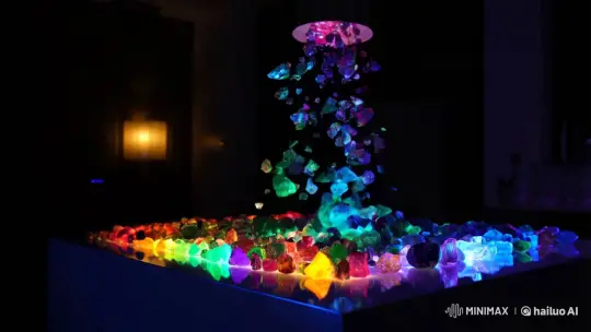 Radiant Gemstones Dance in Slow-Motion Elegance – AI Generated Video | Hailuo AI