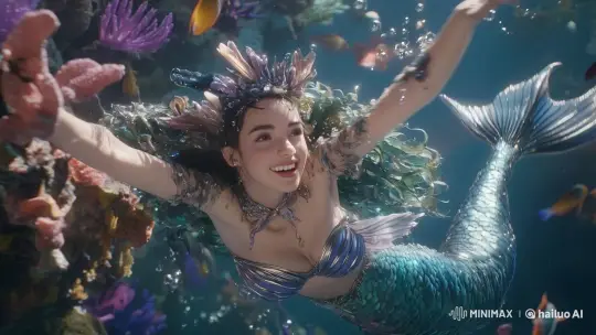 Mermaid's Enchanted Dive in IMAX Ocean – AI Generated Video | Hailuo AI