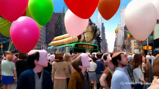 Manhattan Pedestrians Turn into Balloons in Surreal Short Film – AI Generated Video | Hailuo AI
