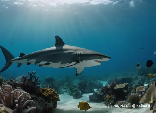 Photorealistic 8K Shark in Serene Underwater Hunt – AI Generated Video | Hailuo AI