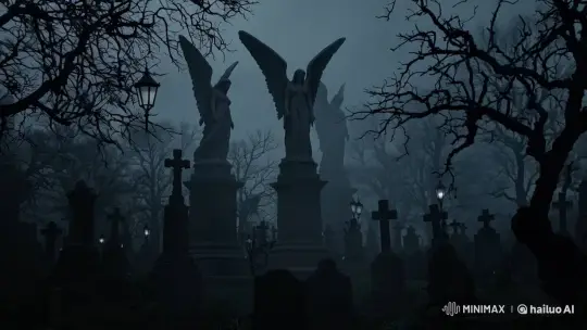 Mystical Twilight Cemetery with Whispering Ambience – AI Generated Video | Hailuo AI