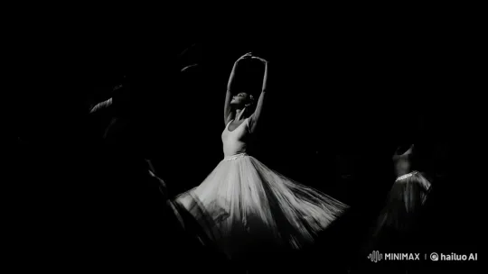 Monochrome Ballet: Grace in Shadows – AI Generated Video | Hailuo AI