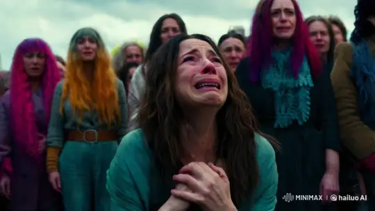 Woman in Sorrow Amidst Crowd Mirrors Grief – AI Generated Video | Hailuo AI