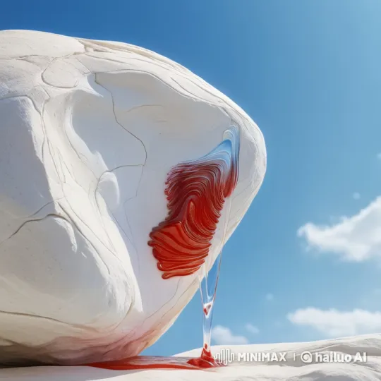 Intricate 3D Logo Carved in Rock with Flowing Red Liquid – AI Generated Video | Hailuo AI