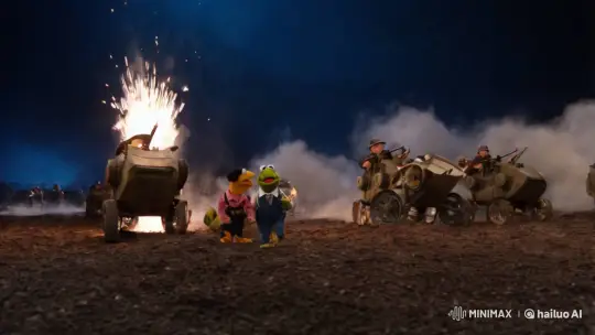 Muppets Engage in Explosive Battlefield Charge – AI Generated Video | Hailuo AI